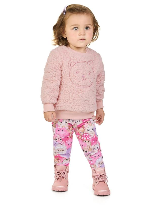 Conjunto Blusão e Legging em Molecotton Rosa