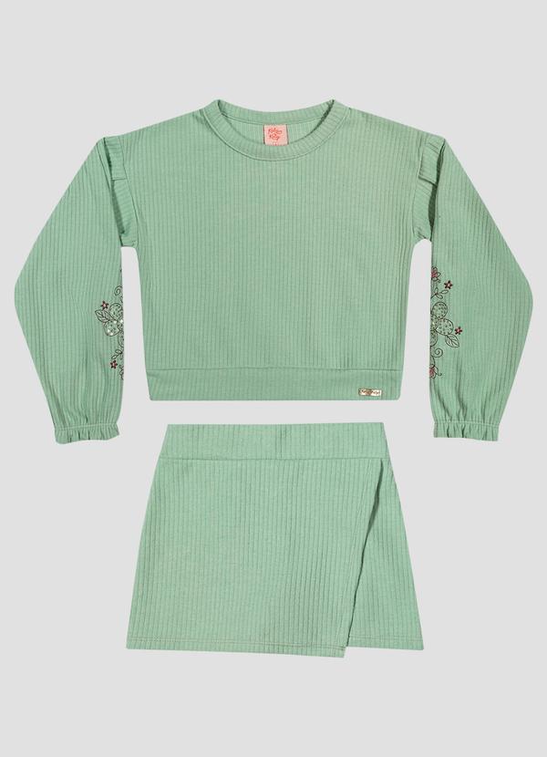 Conjunto Blusão e Saia Moletom Persa Verde