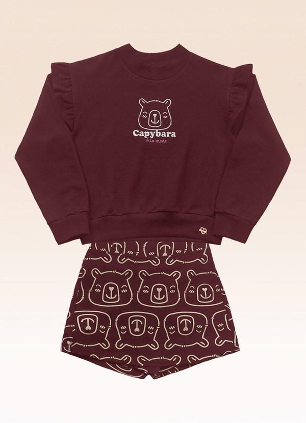 Conjunto Blusão e Shorts Saia Vermelho