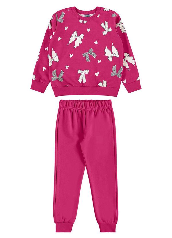 Conjunto Blusão Laços Corações Rosa