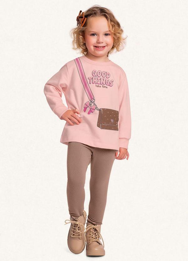Vista 2 Conjunto Blusão/Legging Rosa Fakini Kids Fakini Kids