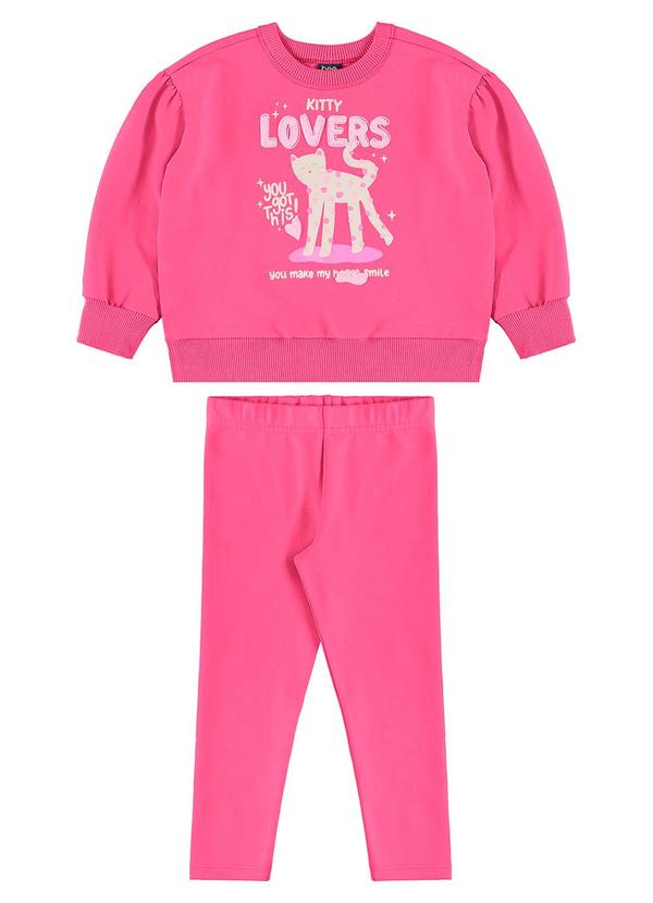 Conjunto Blusão Lovers e Calça Rosa