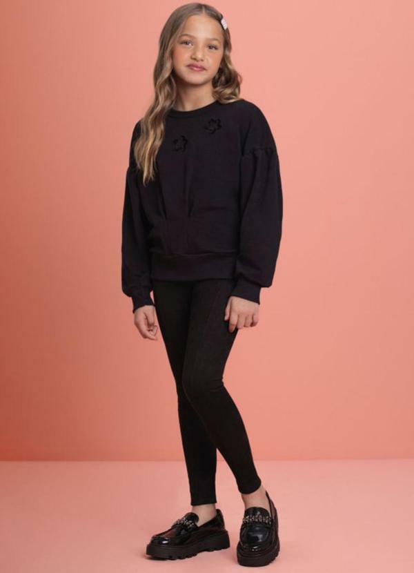 Conjunto Blusão Molecotton e Leging Suede Preto