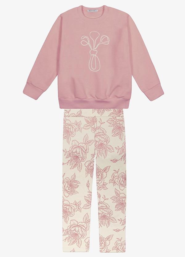 Conjunto Blusão Moletom com Legging Rosa