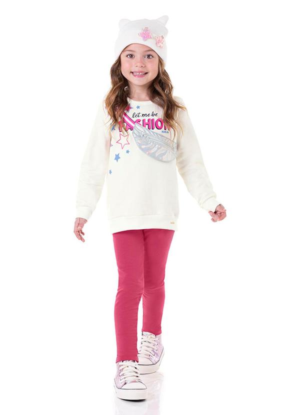 Conjunto Blusão Moletom e Legging Fashion Bege