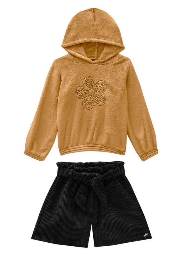 Conjunto Blusão Pelo Coelho e Shorts Marrom