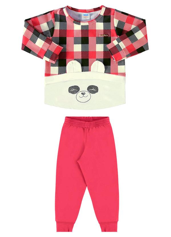 Conjunto Blusão Xadrez e Calça Moletom Vermelho