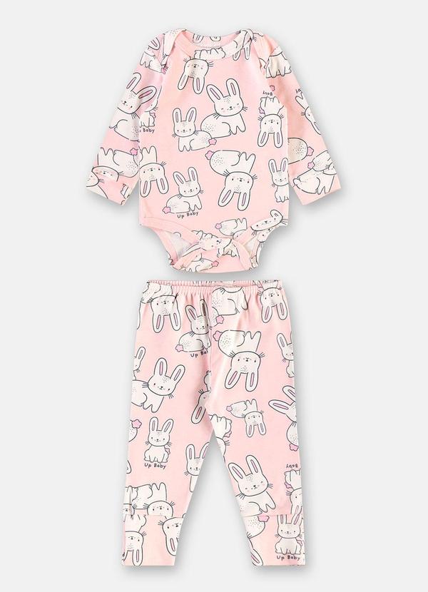 Conjunto Body e Calça Suedine Rosa