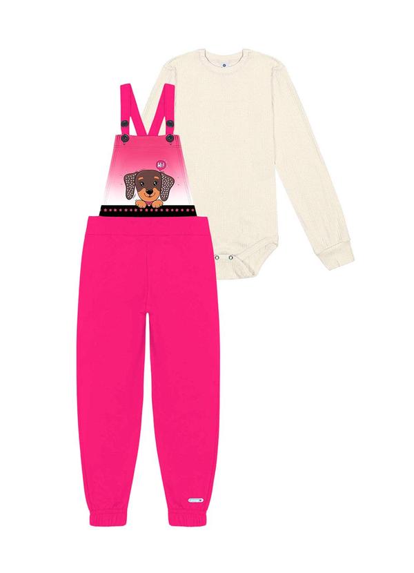 Vista 2 Conjunto Body e Jardineira Dog Bege Abrange Abrange