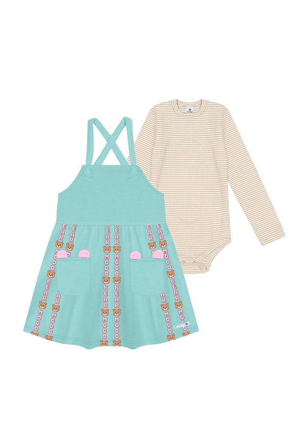 Conjunto Body e Salopete Bege