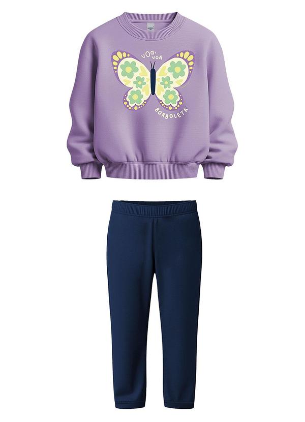 Conjunto Borboleta em Moletom Lavanda