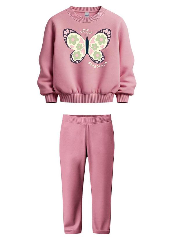 Conjunto Borboleta em Moletom Rosê