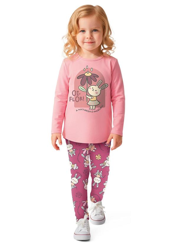 Conjunto Coelhinho em Malha Rosa Claro
