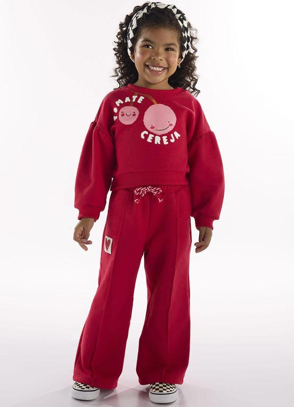 Vista 2 Conjunto com Blusão e Calça Vermelho Três e Já Três e Já