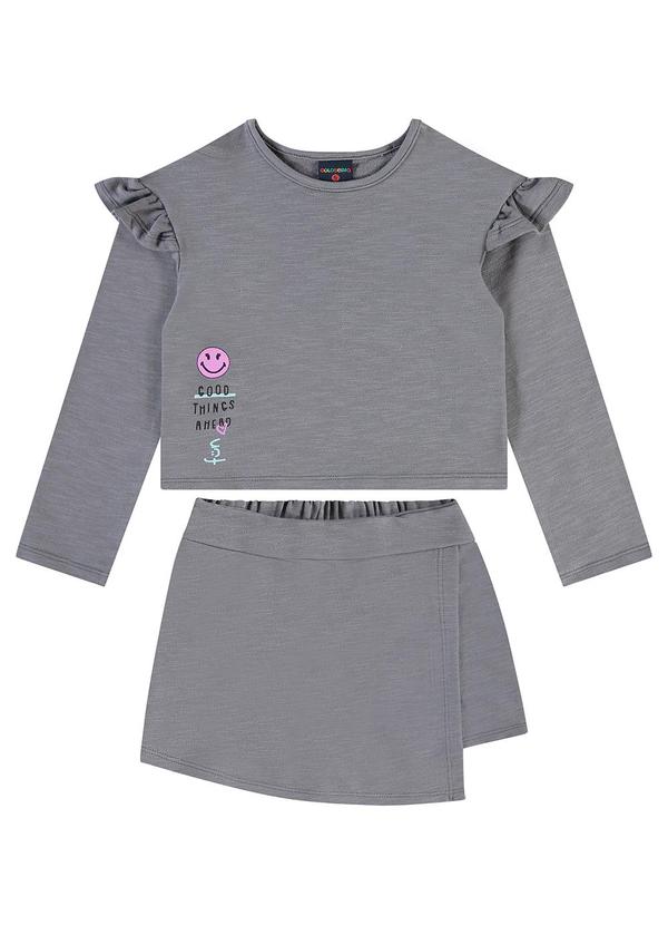 Vista 2 Conjunto com Blusão e Short-Saia Cinza GULOSEIMA GULOSEIMA