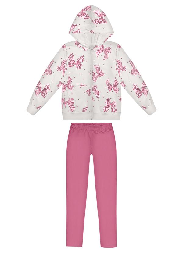 Conjunto com Calça e Jaqueta com Capuz Rosa
