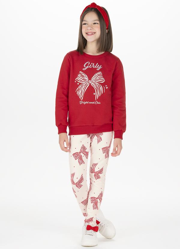 Conjunto com Calça Legging e Blusão Vermelho