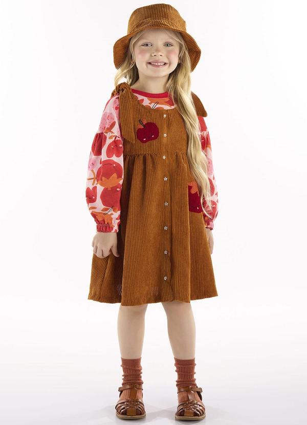 Conjunto com Cropped e Vestido Marrom