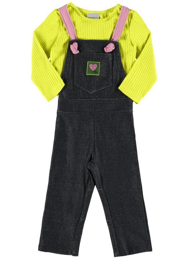 Vista 2 Conjunto com Jardineira e Blusa Verde Quimby Quimby