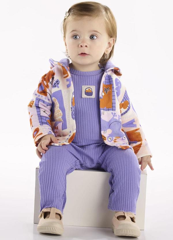 Conjunto com Macacão e Jaqueta Roxo