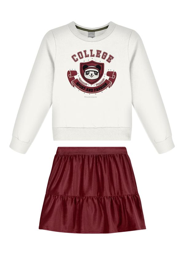 Conjunto com Saia Shorts e Blusão Vermelho