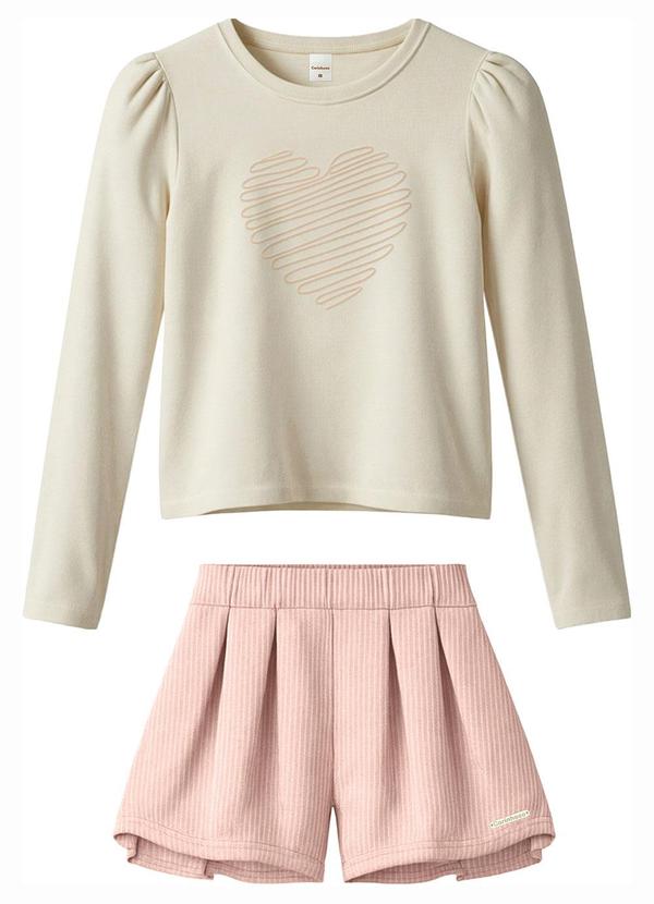 Conjunto Coração Bordado Off White