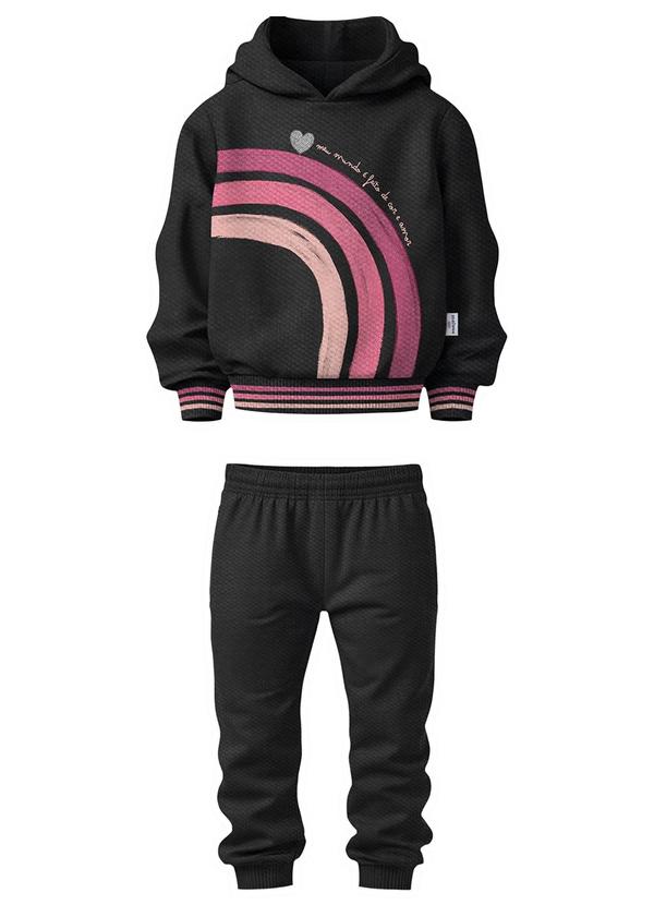 Conjunto Coração com Paetê Preto