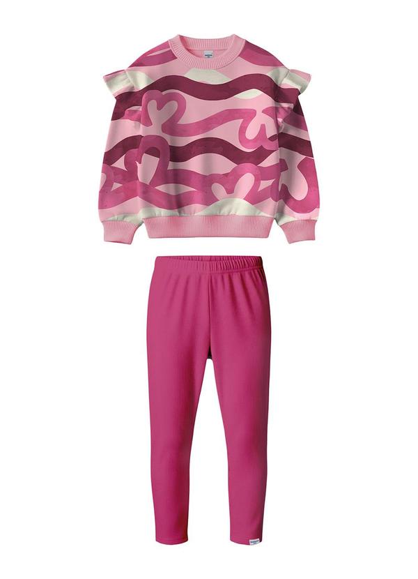 Conjunto Corações com Babado Rosa