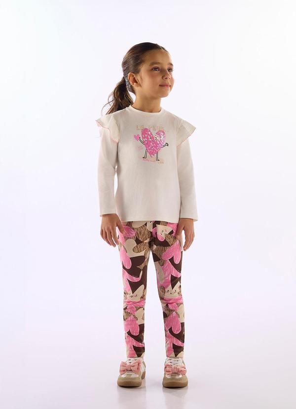Conjunto Cotton Estampa Babado Branco