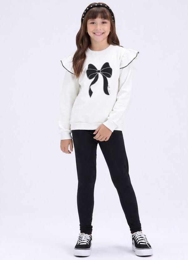 Conjunto de Moletom Babado e Laço Off White