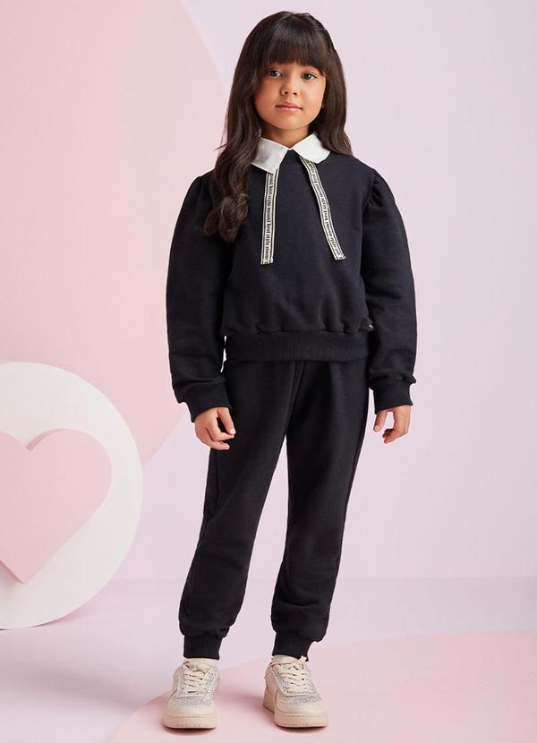 Vista 2 Conjunto de Moletom Black Preto Momi Momi