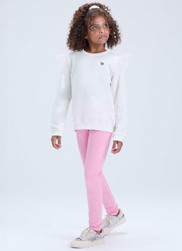 Conjunto de Moletom com Babado em Tule Off White