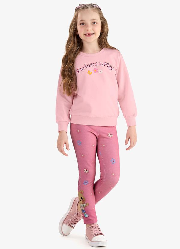 Conjunto de Moletom com Legging e Blusão Rosa