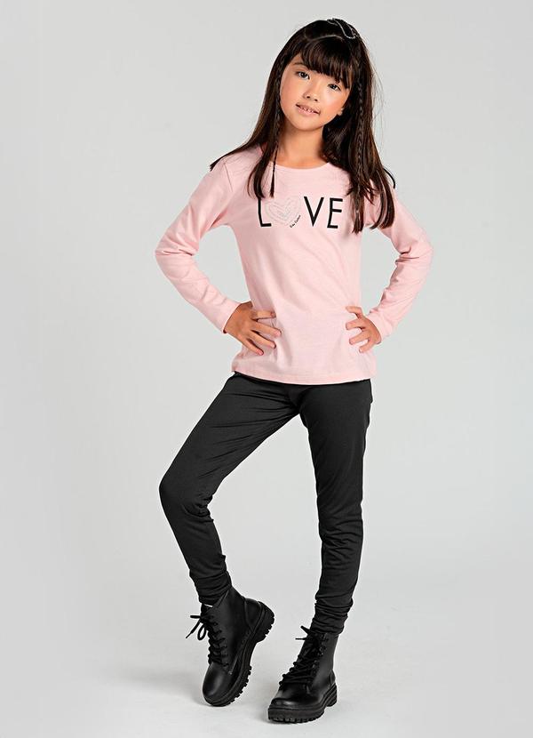 Conjunto de Moletom Estampa Love Glitter Rosa