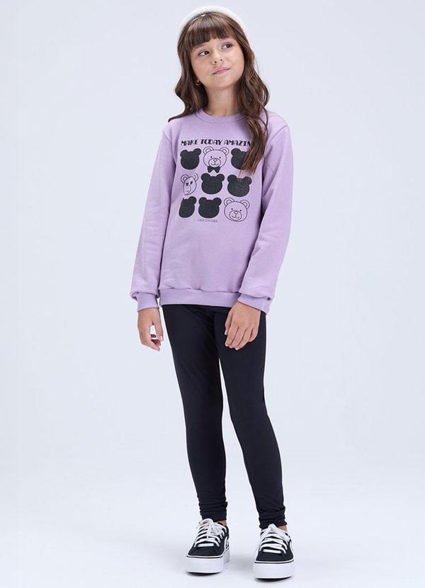 Conjunto de Moletom Ursinhos e Legging Lilás