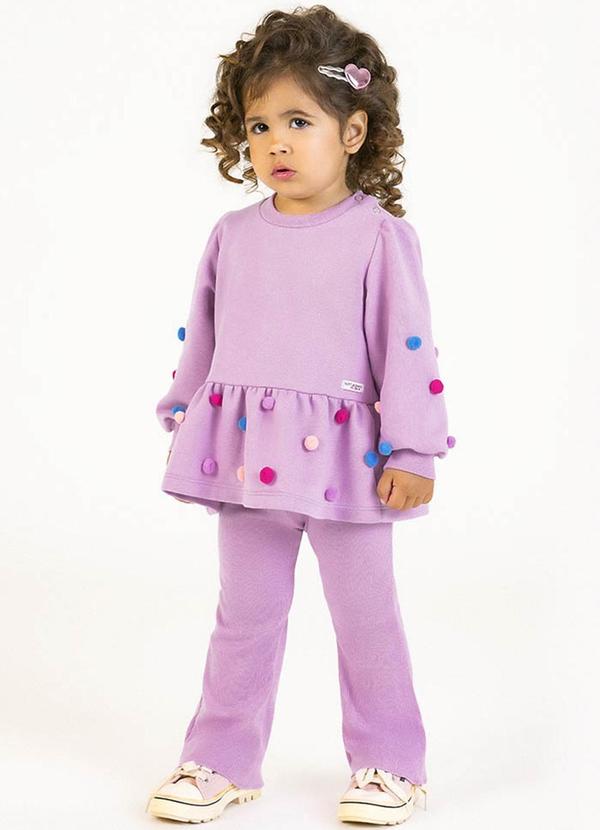 Conjunto em Moletinho e Punho Roxo
