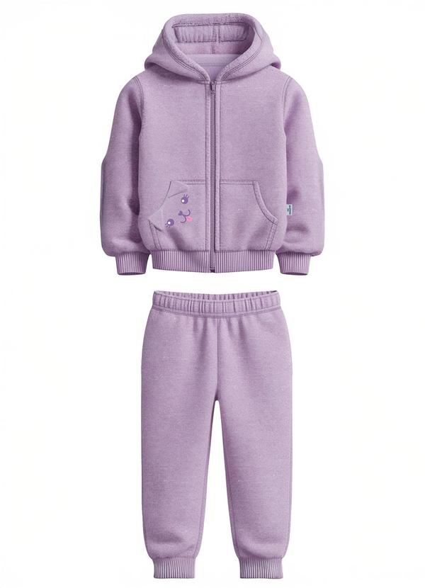 Conjunto em Moletom Bordado Lavanda