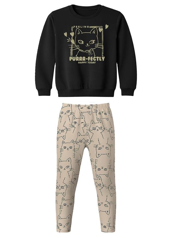 Conjunto Feeling Purrr-Fectly em Moletom Preto