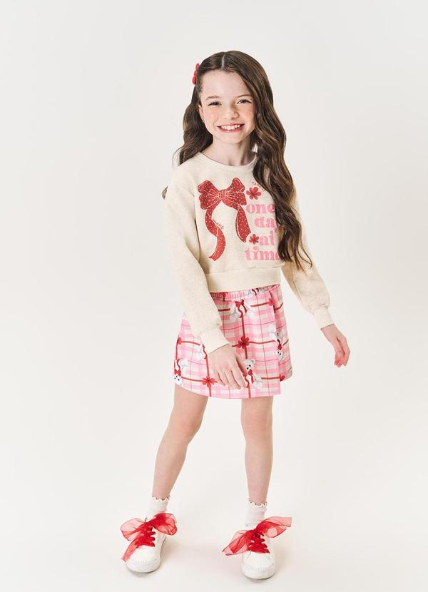 Conjunto Felpado Infantil Menina Laço Rosa