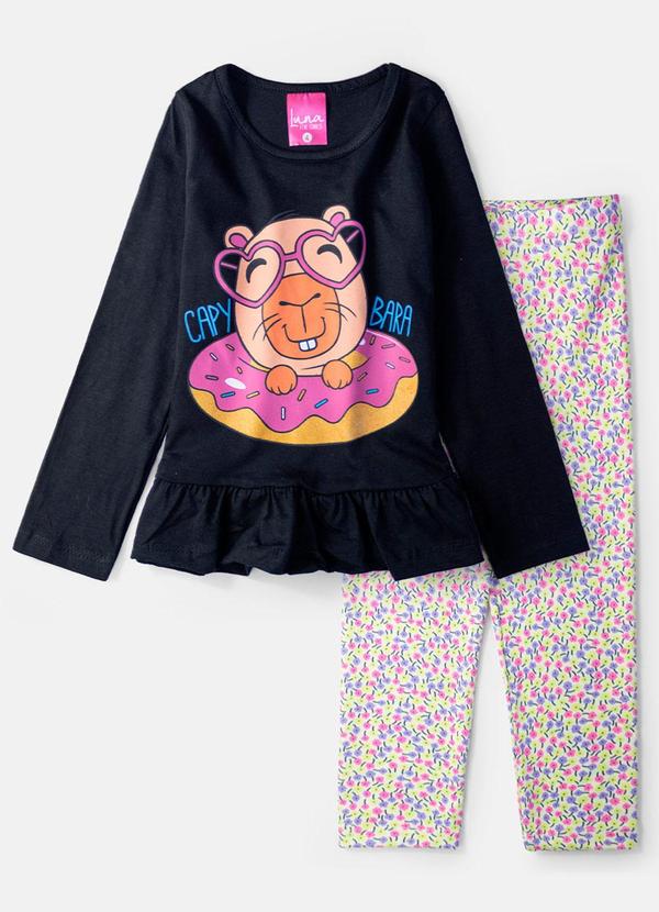 Vista 2 Conjunto Feminino Capybara Preto Laluna Laluna