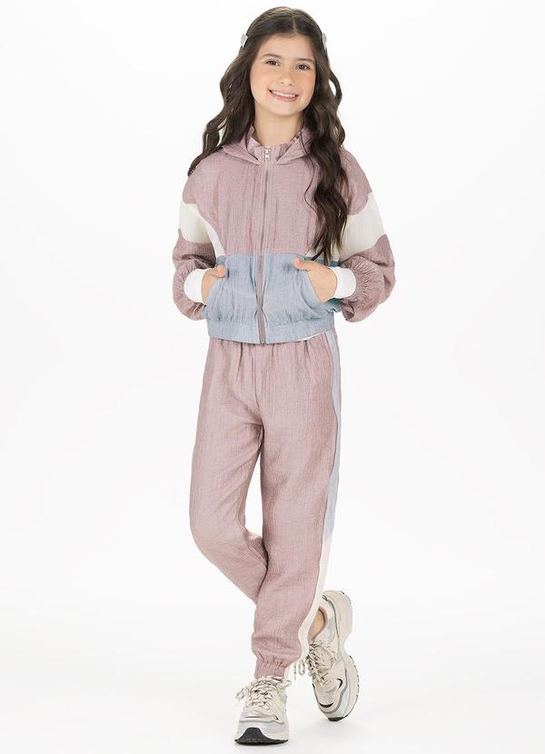 Conjunto Feminino com Jaqueta e Calça Rosa