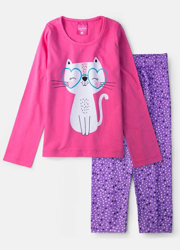 Vista 2 Conjunto Feminino Gatinha Pink Laluna Laluna