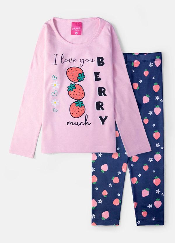 Vista 2 Conjunto Feminino I Love You Rosa Laluna Laluna