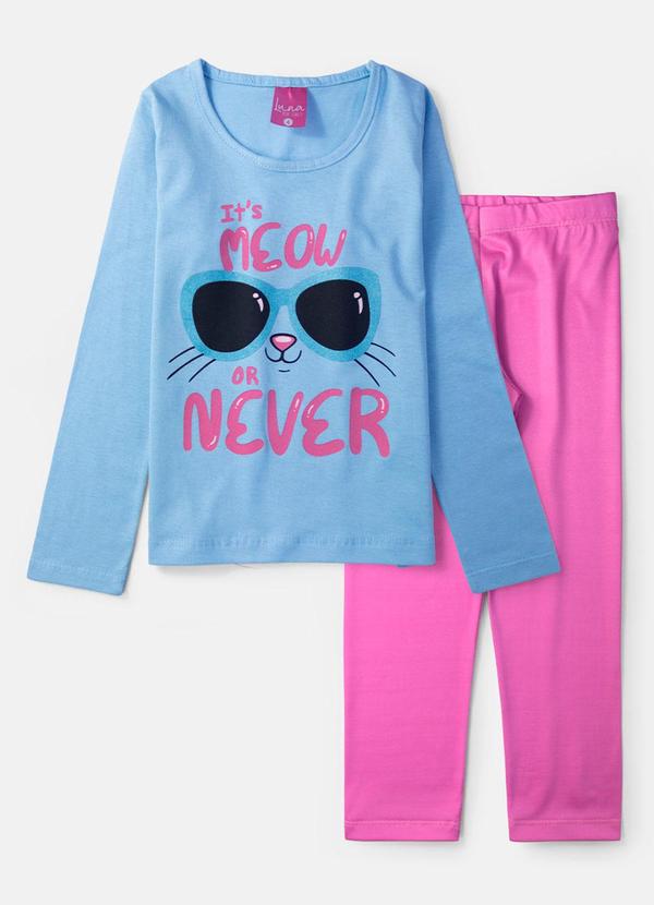Vista 2 Conjunto Feminino It'S Meow Azul Bebê