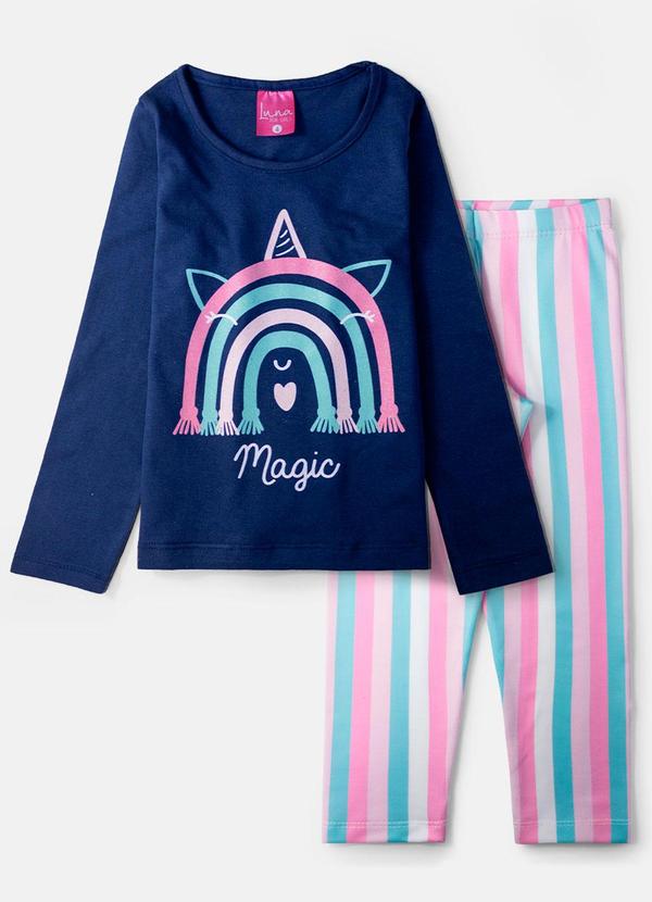 Vista 2 Conjunto Feminino Magic Marinho Laluna Laluna