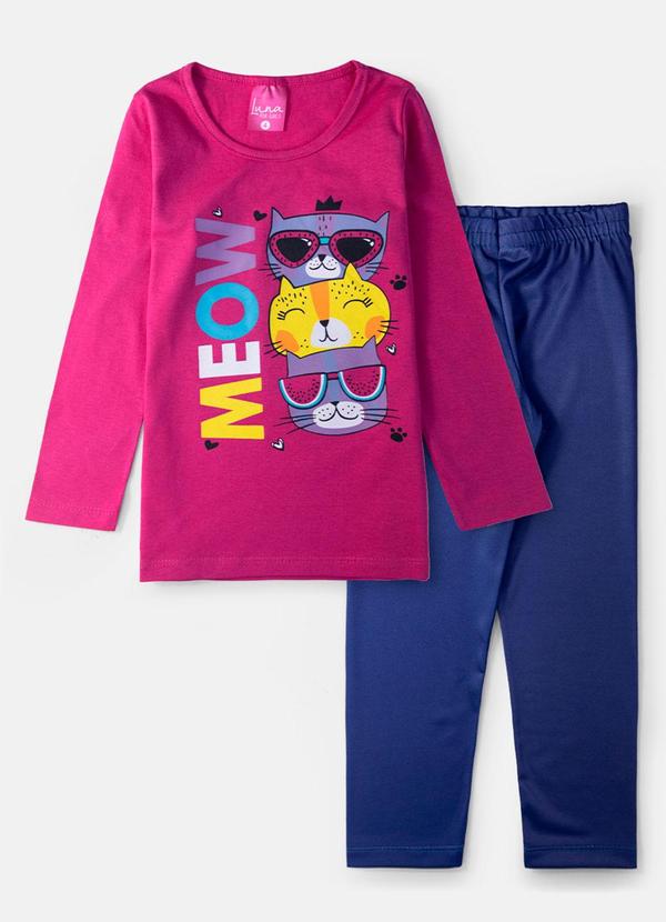 Vista 2 Conjunto Feminino Meow Pink Laluna Laluna