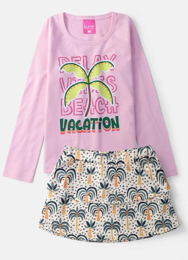 Vista 2 Conjunto Feminino Vacation Rosa Bebê