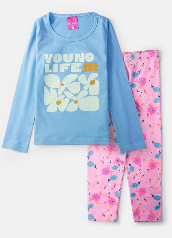 Vista 2 Conjunto Feminino Young Life Azul Bebê Laluna Laluna