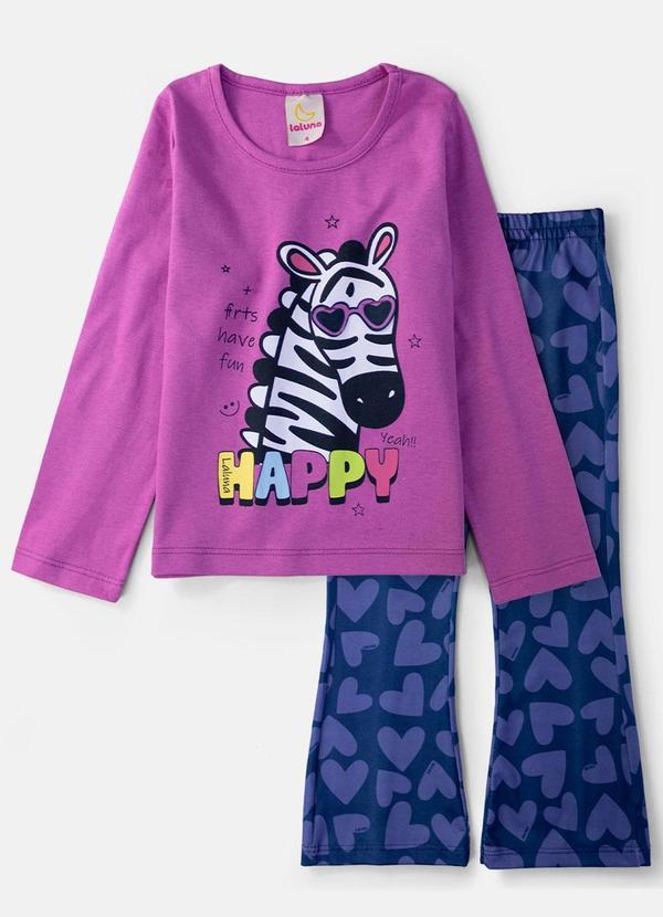 Vista 2 Conjunto Feminino Zebra Happy Orquídea