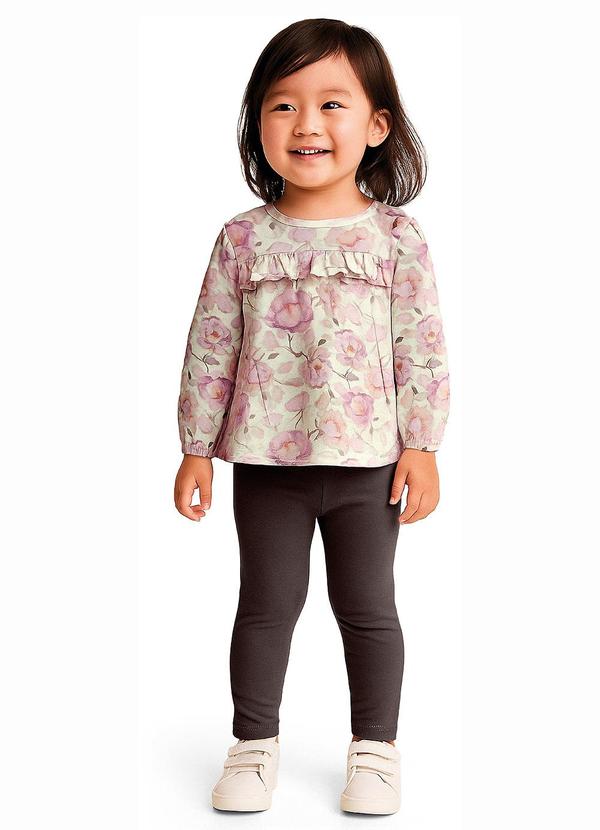 Conjunto Floral em Cotton Rosê